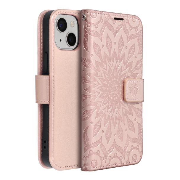 Etui z klapką na iPhone 13 MINI Mezzo Book mandala złoto-różowe
