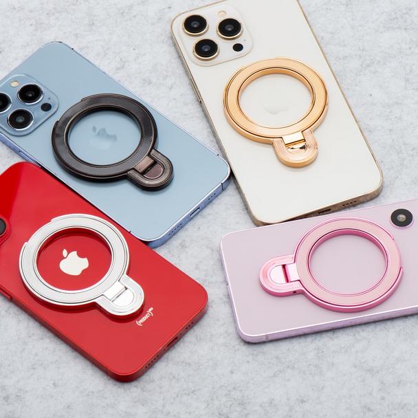 Stojak na telefon CIRCLE - naklejany - srebrny