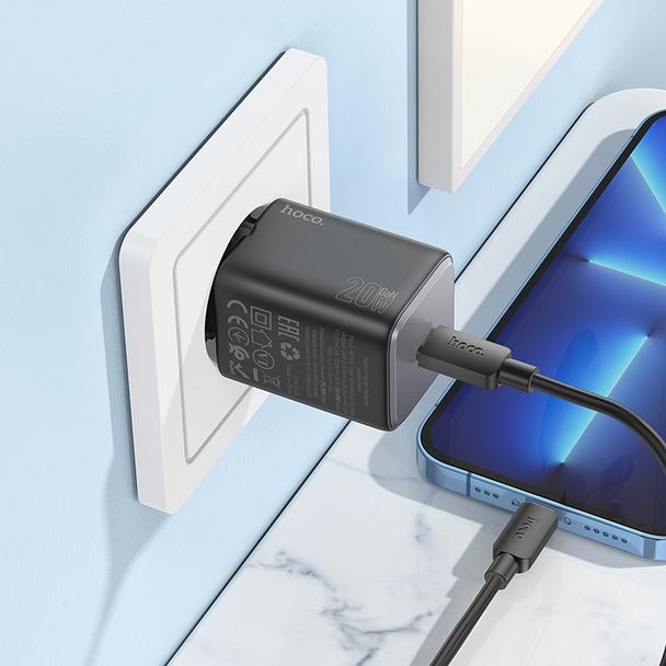 Ładowarka sieciowa do telefonu Hoco USB C QC PD 20W N40 czarna