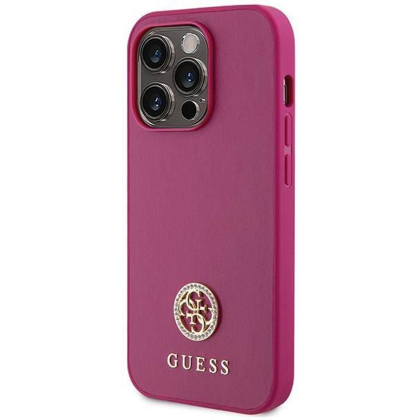 GUESS futerał do IPHONE 15 Pro GUHCP15LPS4DGPP (Strass Metal Logo) różowy