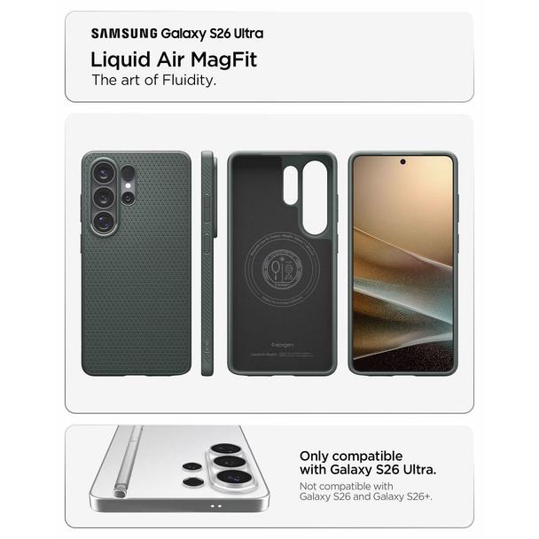 SPIGEN futerał LIQUID AIR MAG kompatybilny z MagSafe do SAMSUNG S26 Ultra abyss green