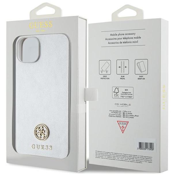 GUESS futerał do IPHONE 13 / 14 / 15 GUHCP15SPS4DGPS (Strass Metal Logo) srebrny
