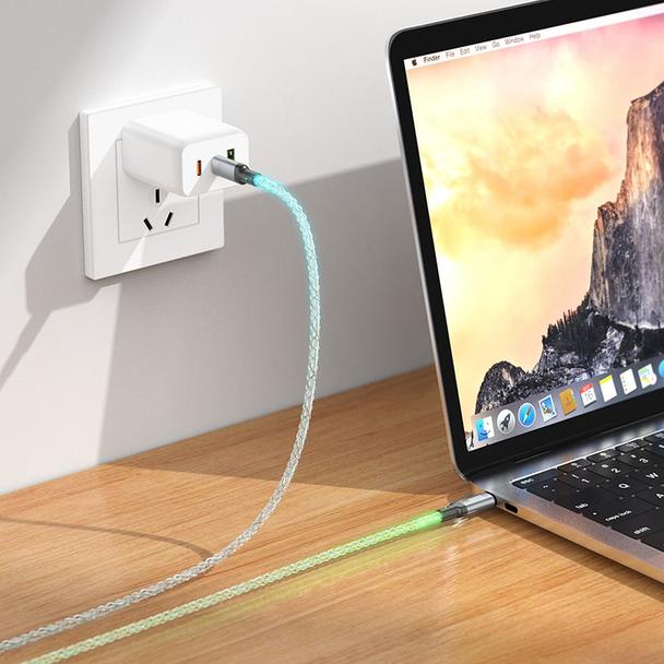 Kabel USB C do USB C Hoco 3A 60W LED 1 m U112 szary
