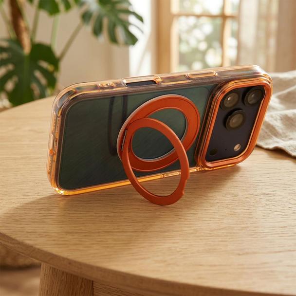Etui na iPhone 17 Pro / 18 Pro Frame Circle Stand zgodne z MagSafe pomarańczowe