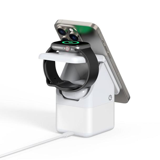 Ładowarka indukcyjna Duzzona W20 4w1 zgodna z MagSafe 15W z lampką biała