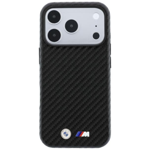 BMW futerał do IPHONE 18 Pro/17 Pro kompatybilny z MagSafe (Carbon Metal Logo) czarny