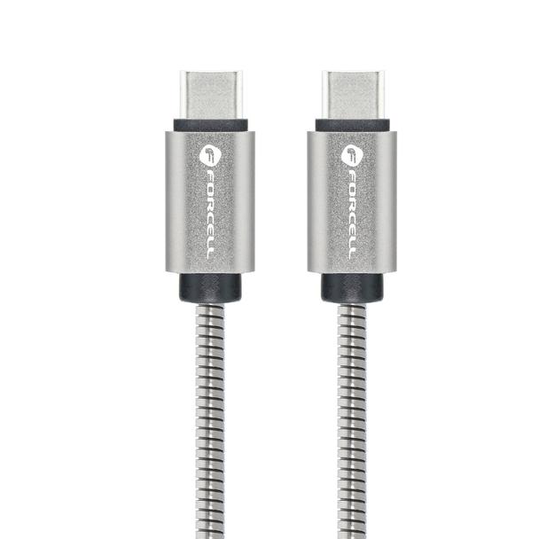 Kabel USB C do USB C Forcell F-Energy QC4.0 PD 3A 60W Metal 1 m C237 srebrny