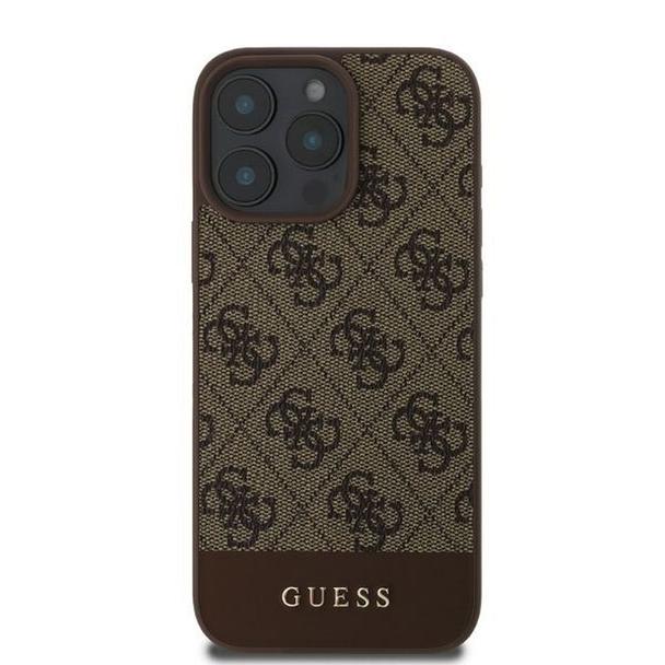 GUESS futerał do IPHONE 16 Pro Max GUHCP16XG4GLBR (PC/TPU 4G PU Bottom Stripe) brązowy