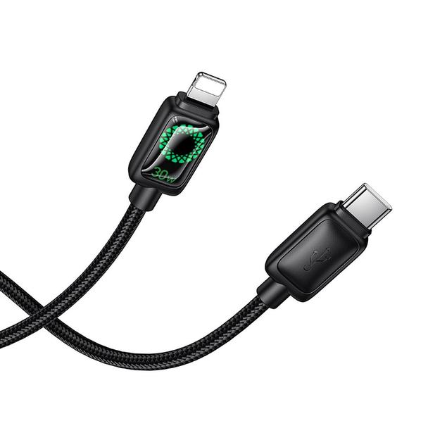 Kabel USB C do Lightning Hoco PD 30W 1,2 m z LCD U146 czarny