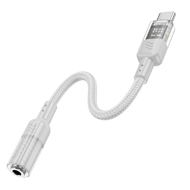 Adapter AUX USB C do Jack 3,5 mm Hoco 0,15 m LS37 transparentny szary