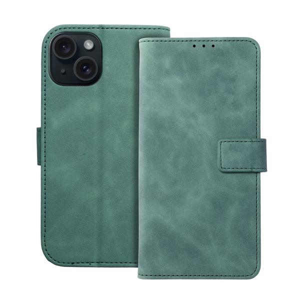 Etui z klapką na iPhone 15 Tender Book zielone