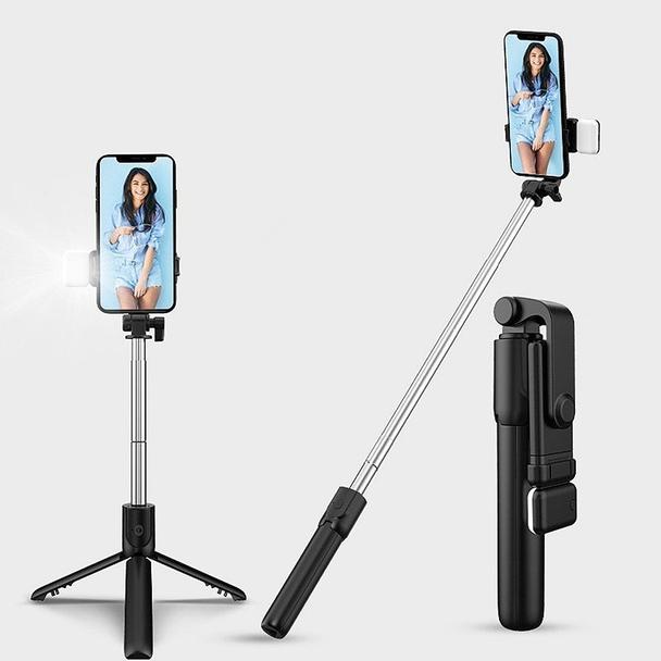 Uchwyt selfie z pilotem bezprzewodowym tripod R1S czarny