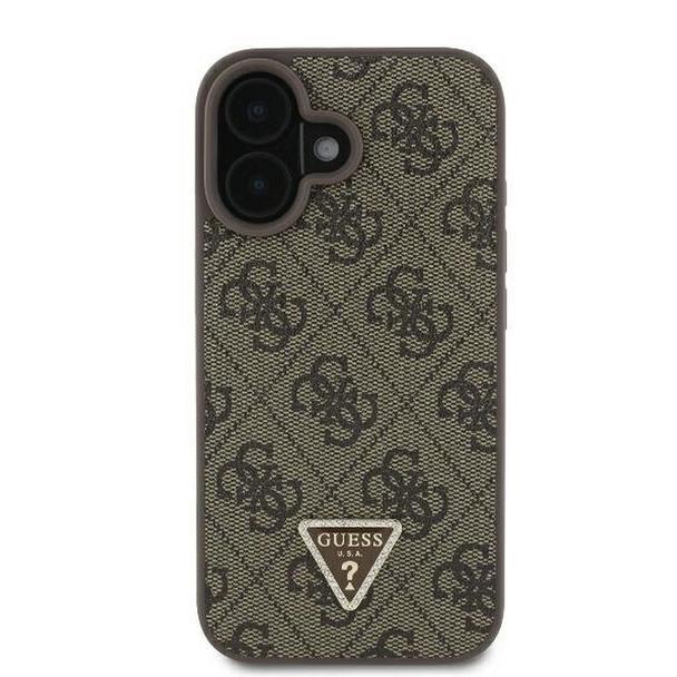 GUESS futerał do IPHONE 16 GUHCP16SP4TDPW (PU Leather 4G Triangle Strass) brązowy