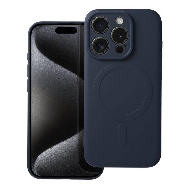 Futerał do iPhone 15 PRO Silicone Mag Cover zgodny z MagSafe tytanowy niebieski