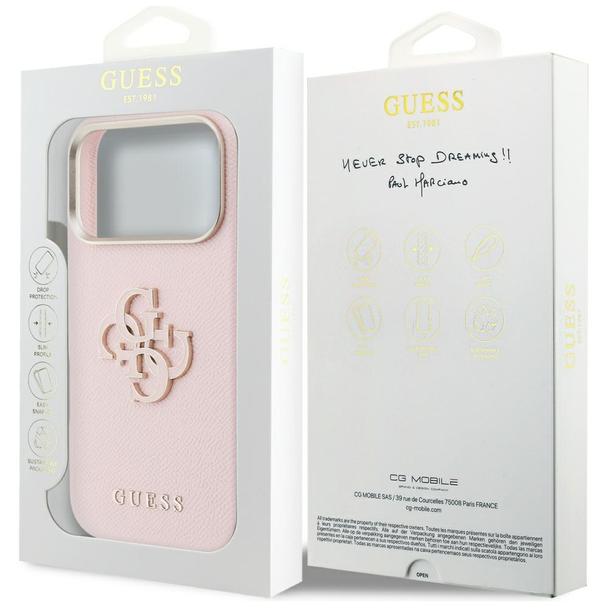 GUESS futerał do IPHONE 17 Pro GUHCP17L5PS4RGGP (PU FW Resin Logo) różowy