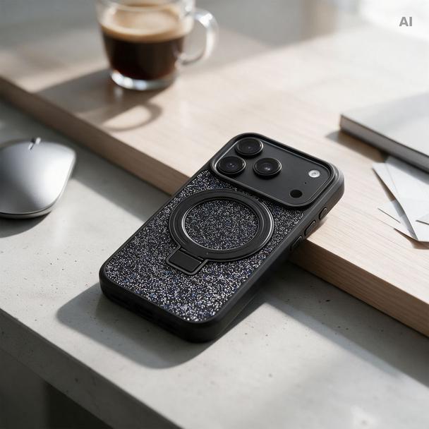 Etui na iPhone 12 / 12 Pro Quartz Circle Stand Mag Cover czarne