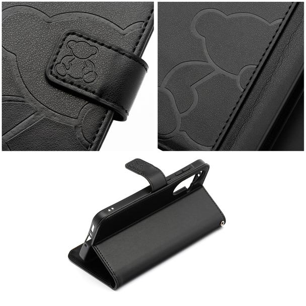 Etui z klapką na Samsung A16 5G Mezzo Book teddy bear czarne