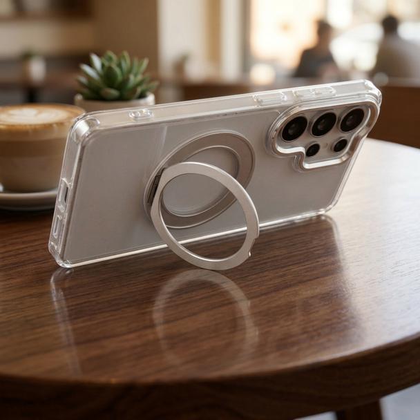 Etui na Samsung A57 Frame Circle Stand zgodne z MagSafe transparentne