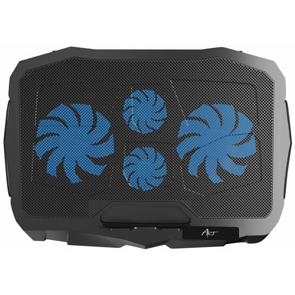 Podstawka chłodząca pod laptop ART P4 2 x USB A LED czarna