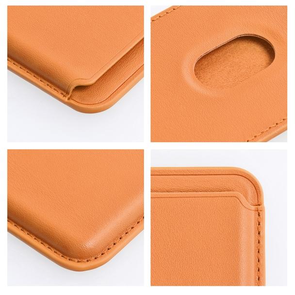 Portfel magnetyczny na karty LEATHER MAG WALLET kompatybilny z MagSafe  pomarańczowy