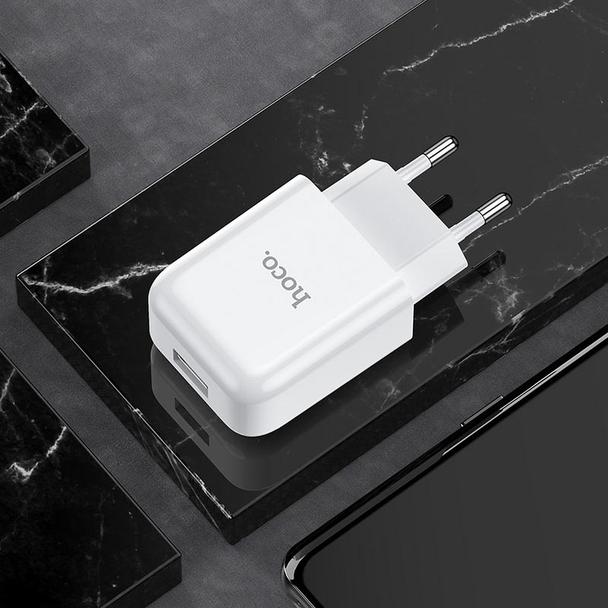 Ładowarka sieciowa do telefonu Hoco USB A 2A 10W + kabel USB A do USB C N2 biała