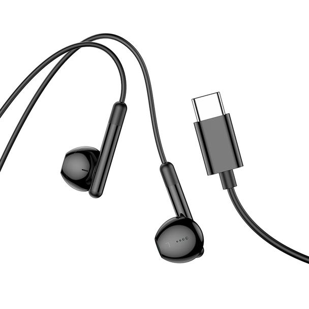 Słuchawki przewodowe douszne USB C Hoco M93 czarne