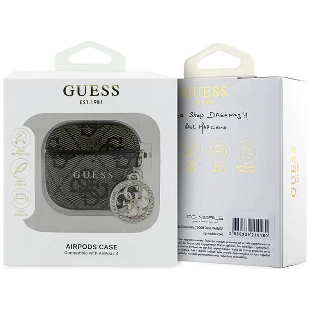 Etui na słuchawki Guess do Apple AirPods 4 (PU 4G W/ Strass Charm) brązowe