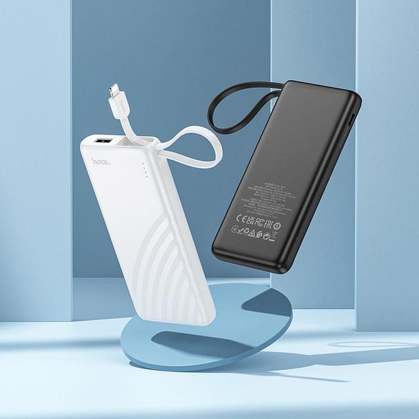 Powerbank Hoco 5000 mAh 2A z wbudowanym kablem Lightning J129 biały