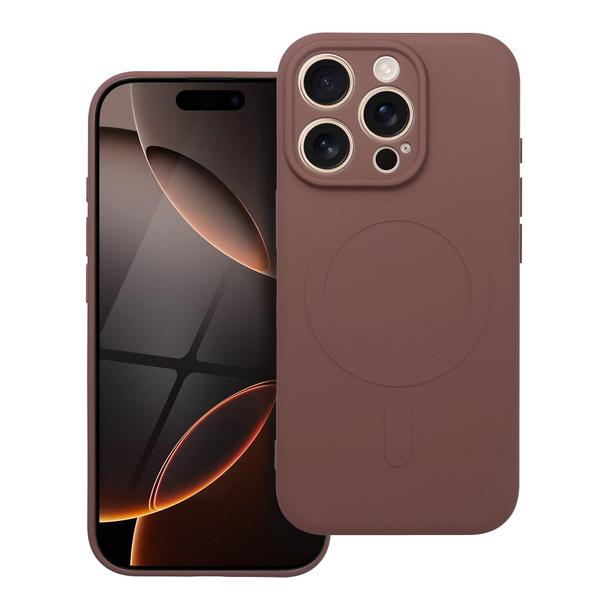 Futerał do iPhone 16 PRO Silicone Mag Cover zgodny z MagSafe brązowy