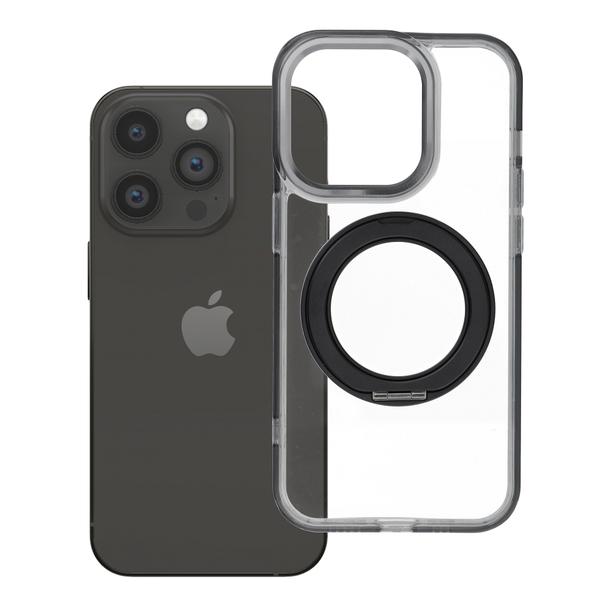 Etui na iPhone 14 PRO Frame Circle Stand zgodne z MagSafe czarne