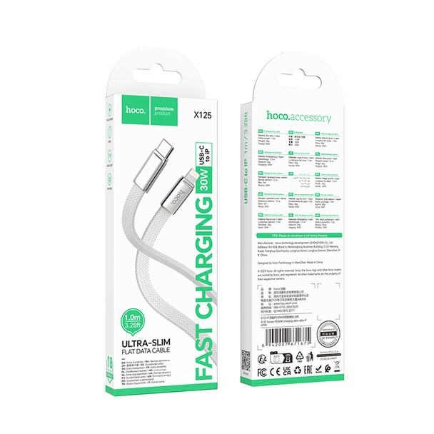Kabel USB C do Lightning Hoco PD 30W 1 m płaski  X125 biały