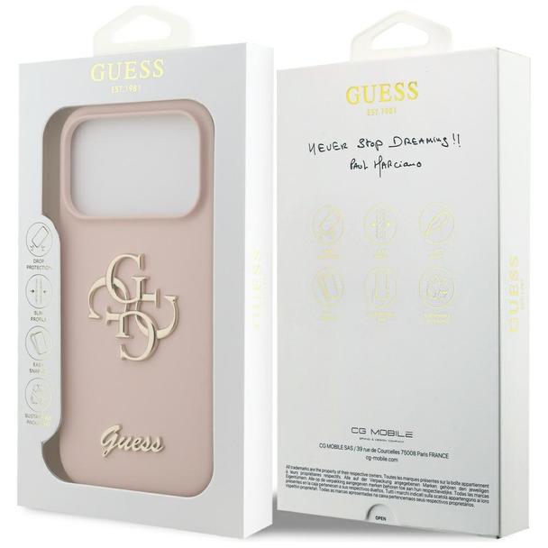 GUESS futerał do IPHONE 17 Pro GUHCP17LSC4GSMP (Silicone W/ Big 4G Script) różowy