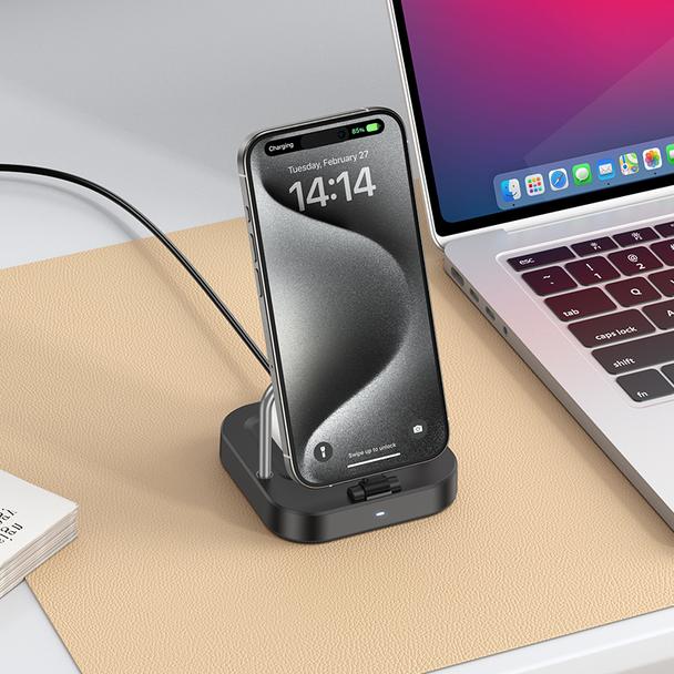 Ładowarka biurkowa Hoco 2w1 USB C PD QC 3A 30W + ładowanie bezprzewodowe 5W CQ16B czarna