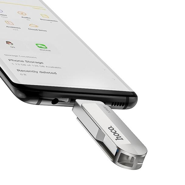 Pendrive 128GB USB 3.0 (USB A + USB C) Hoco UD10 srebrny