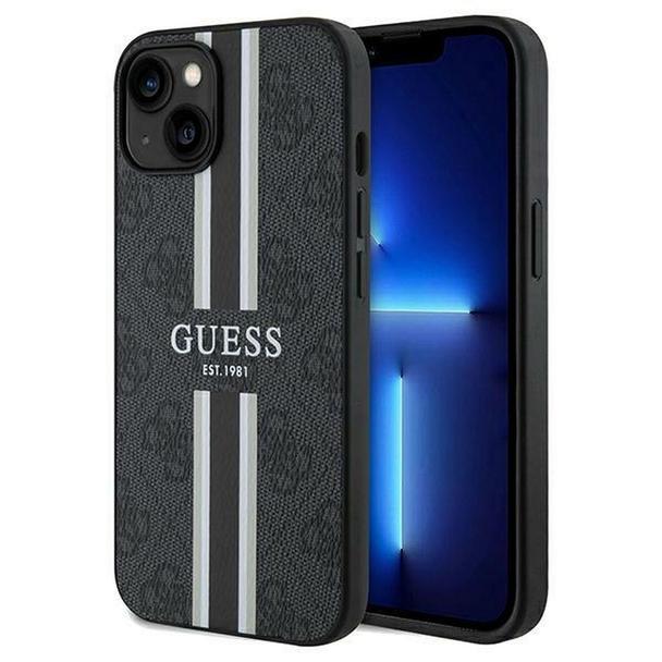 GUESS futerał do IPHONE 15 kompatybilny z MagSafe GUHMP15SP4RPSK (4G Printed Stripes) czarny