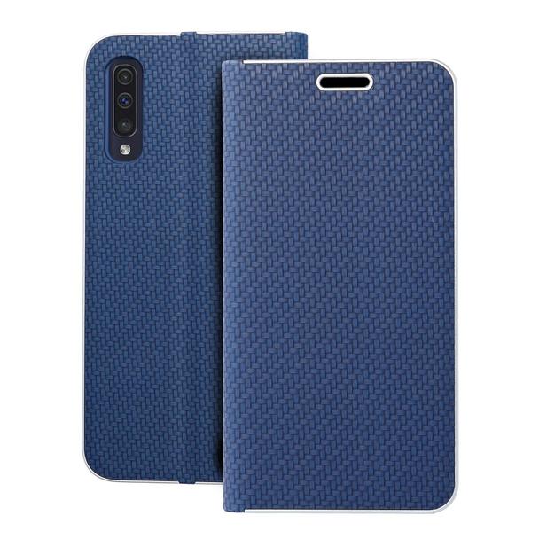 Etui z klapką na Samsung A50 Luna Book Carbon niebieskie