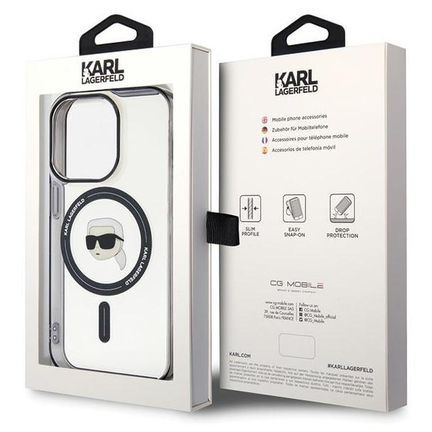 KARL LAGERFELD futerał do IPHONE 15 Pro KLHMP15LHKHNOTK (Karl Head + MAG) transparentny