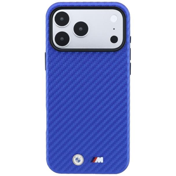 BMW futerał do IPHONE 18 Pro/17 Pro kompatybilny z MagSafe (Carbon Metal Logo) niebieski