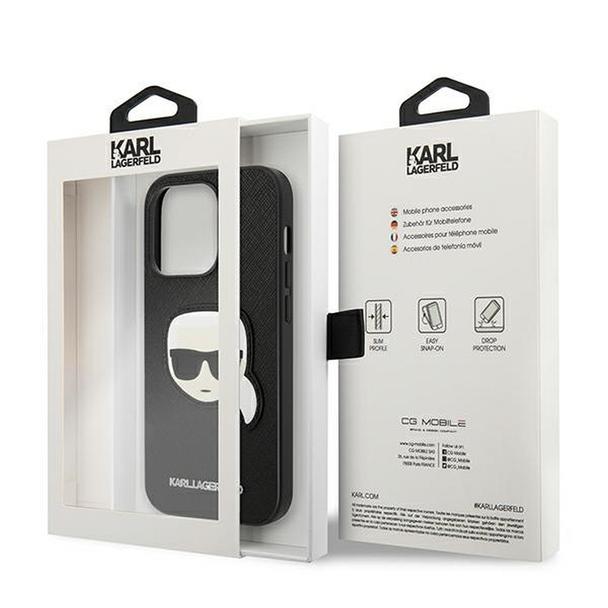 KARL LAGERFELD futerał do IPHONE 14 Pro KLHCP14LSAPKHK (Saffiano With Karl Head Patch) czarny