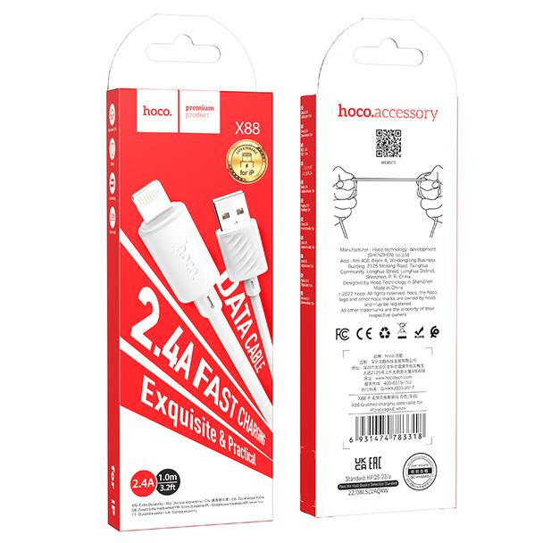 Kabel USB A do Lightning Hoco 2,4A 1 m X88 biały