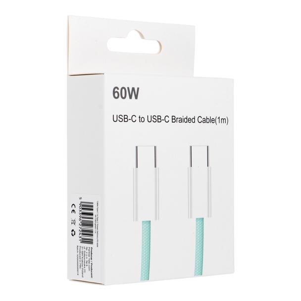 Kabel USB C do USB C PD QC3.0 3A 60W 1 m C263 zielony