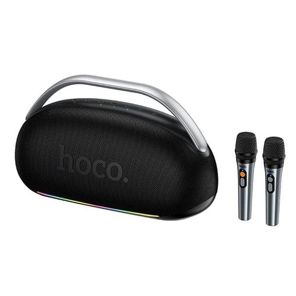 Głośnik bezprzewodowy 300W 8h + 2 x bezprzewodowe mikrofony Hoco HT2 czarny