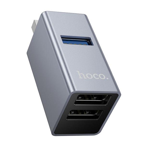 Adapter 3w1 (USB 2.0 x 2+USB 3.0) USB-A Hoco HB54 szary