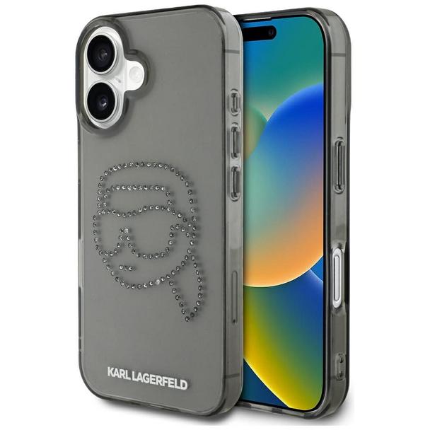 KARL LAGERFELD futerał do IPHONE 16 Pro  KLHCP16LHKHDCELK (IML Rhinestones S K Head) czarny