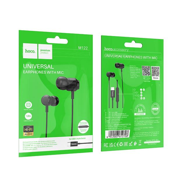 Słuchawki przewodowe douszne USB C Hoco M122 czarne