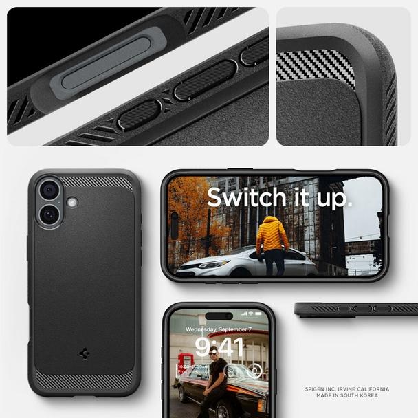 SPIGEN futerał RUGGED ARMOR MAG kompatybilny z MagSafe do IPHONE 16 matte black