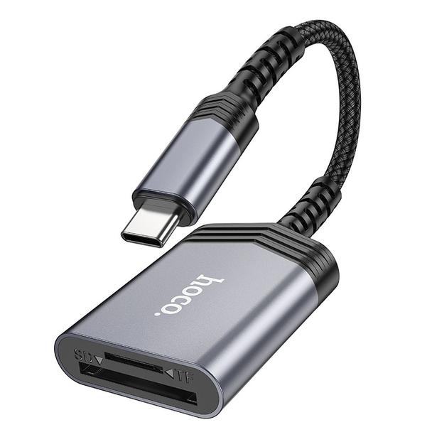 Czytnik kart SD / TF Hoco USB C UA25 szary