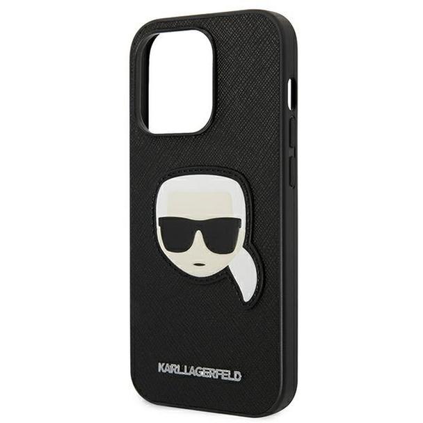 KARL LAGERFELD futerał do IPHONE 14 Pro KLHCP14LSAPKHK (Saffiano With Karl Head Patch) czarny