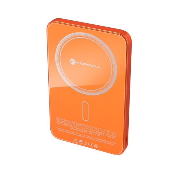 Powerbank zgodny z MagSafe Forcell F-Energy SuperSlim F5K8 QC4.0 PD3.0 15W 5000 mAh pomarańczowy 0INT
