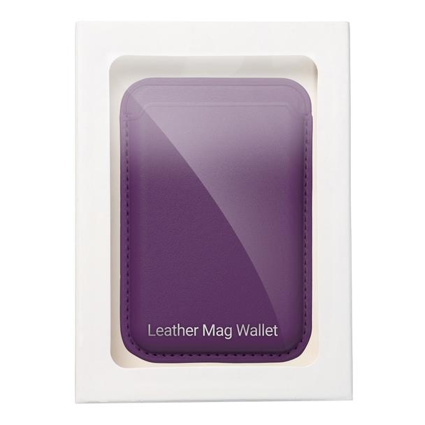 Portfel magnetyczny na karty LEATHER MAG WALLET kompatybilny z MagSafe  ciemny fioletowy